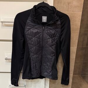 Athleta Black Quilted Women's Puffer Jacket, Fleece Flurry